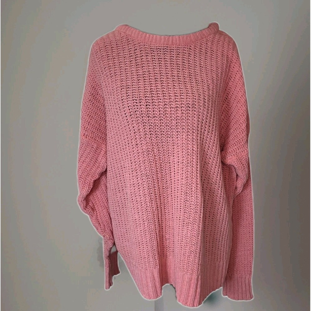 Vintage Express Limited Pink Silk Cotton Oversized Chunky Knit Sweater Womens L